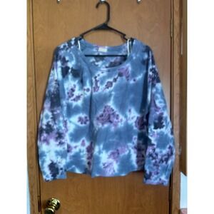 Urban Rebel Tie Dye Sweatshirt Blue Purple Fleece Pullover Large